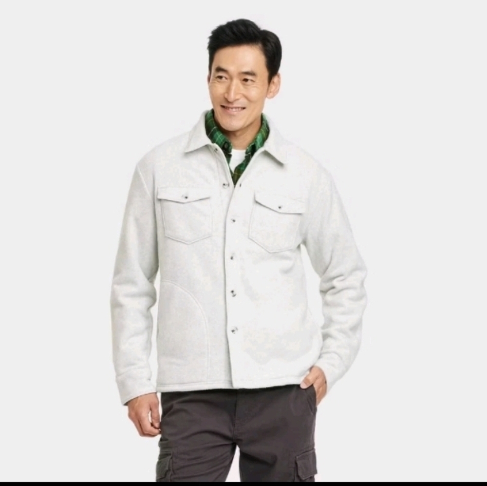 Goodfellow & Co Men's Long Sleeve Shirt Jacket Light Gray
